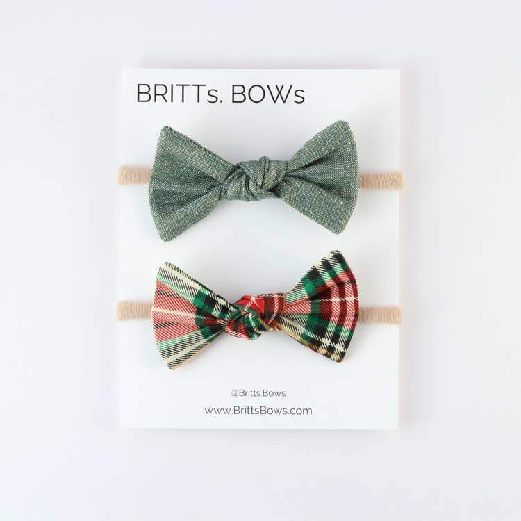 BRITTs. BOWs Christmas Holiday Plaid Knot Headbands - Set of 2 - Tadpole