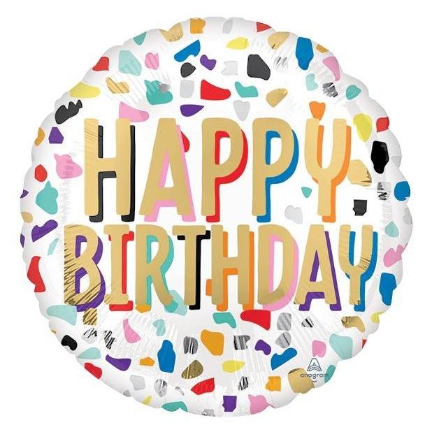 Happy Birthday Confetti Foil Balloon - Tadpole