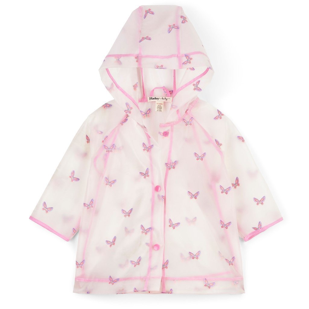 Hatley Pink Butterflies Clear Baby Swing Raincoat - Tadpole