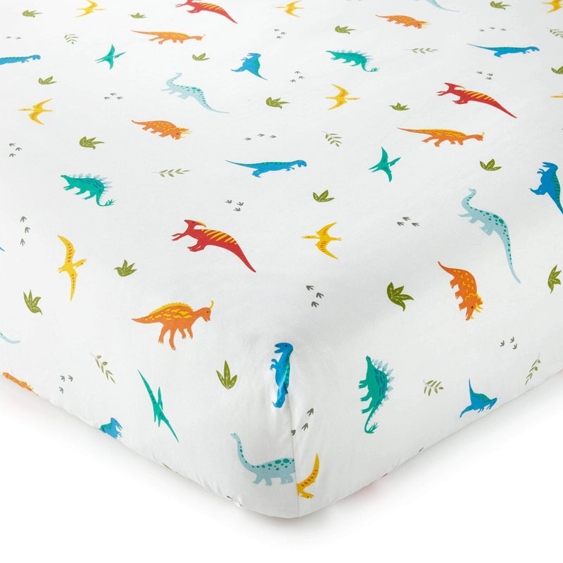 Jurassic Dinosaurs Cotton Fitted Crib Sheet - Tadpole