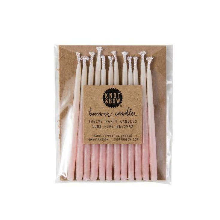 Knot & Bow Pink Ombre Beeswax Birthday Candles - Tadpole