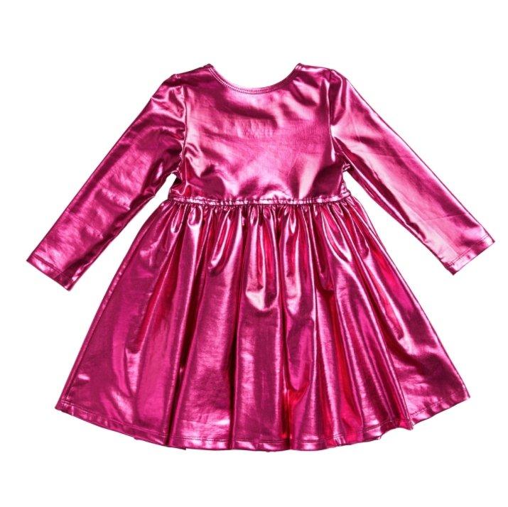 Pink Chicken Liza Lame Pink Metallic Dress - Tadpole