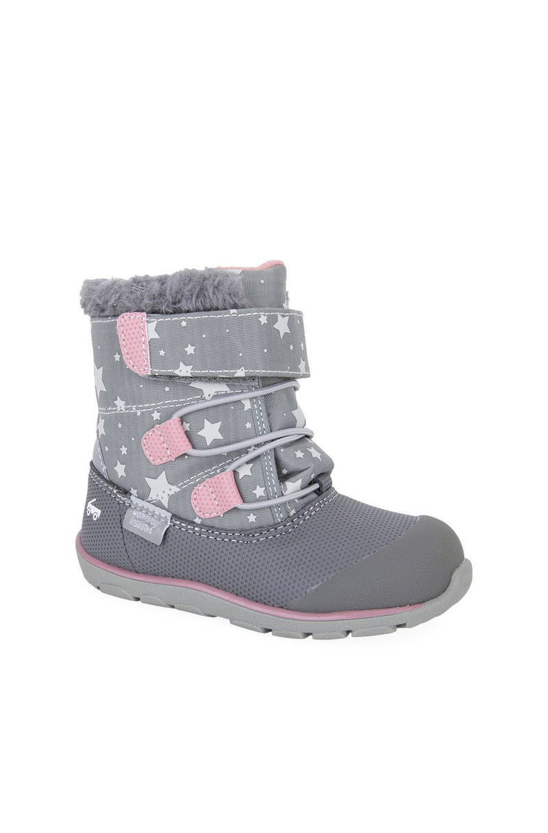 See Kai Run Gilman Waterproof Boots - Gray/Stars - Tadpole