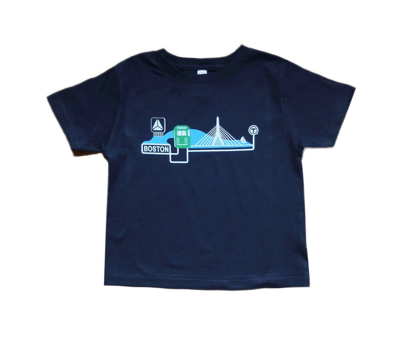 Sidetrack Green Line on the Charles T-shirt - Navy - Tadpole