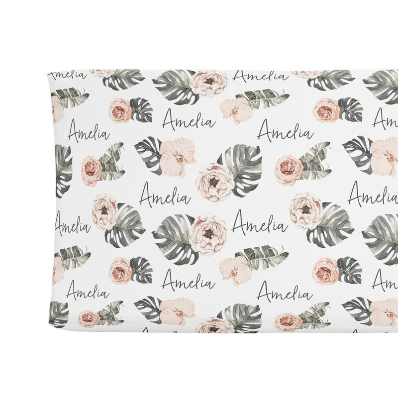 Sugar + Maple Changing Pad Cover - Tropical Boho Floral - Tadpole