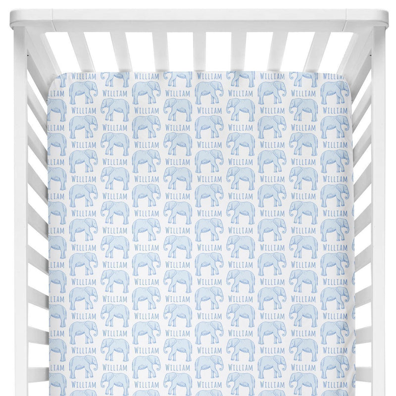 Sugar + Maple Crib Sheet - Elephant Blue - Tadpole