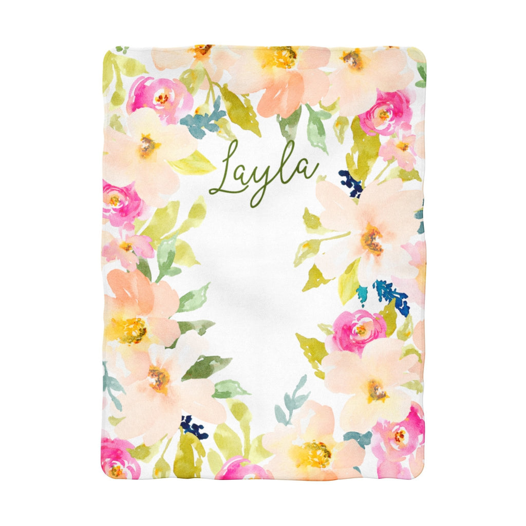 Sugar + Maple Garden Floral Frame Milestone Blanket - Personalized - Tadpole