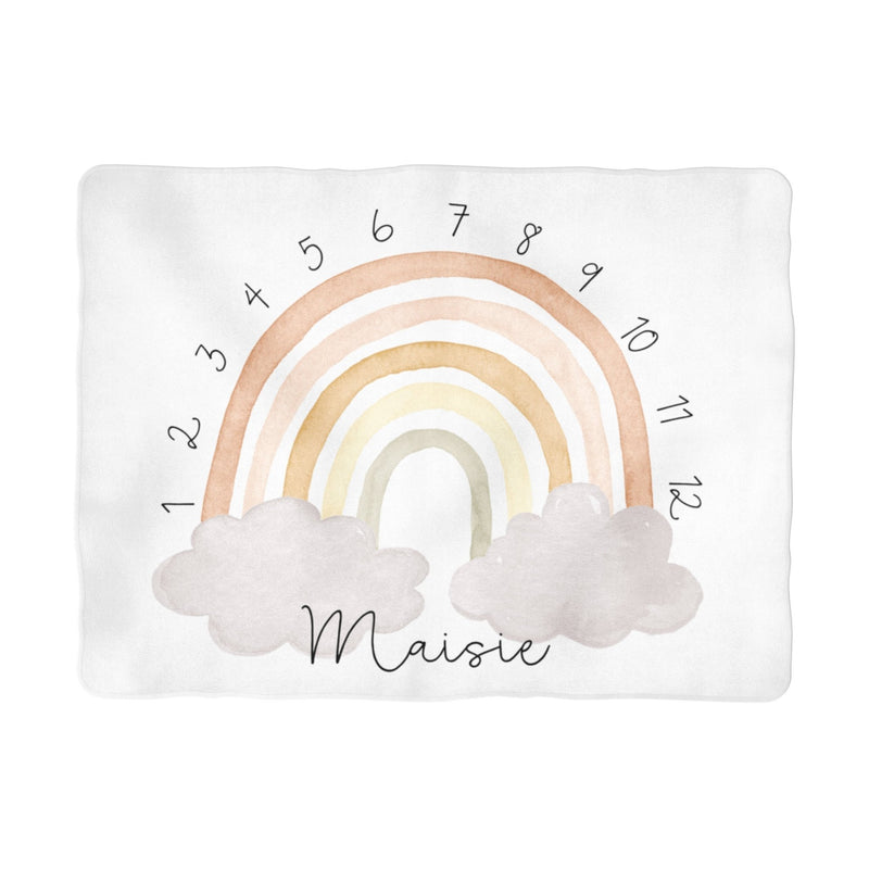 Sugar + Maple Neutral Rainbow Arch Milestone Blanket - Personalized - Tadpole