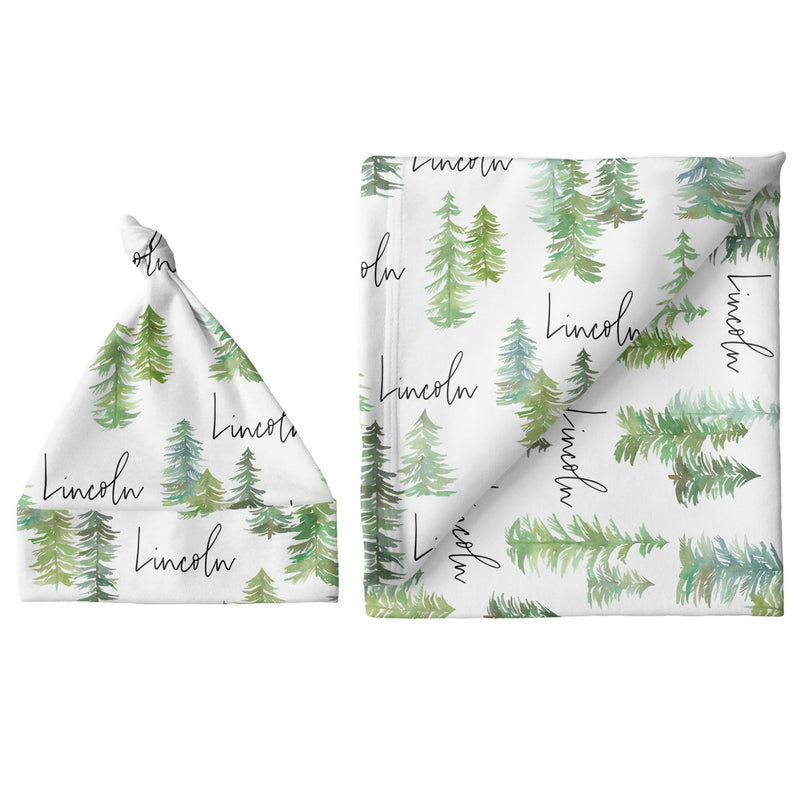 Sugar + Maple Small Blanket & Hat Set - Pine Tree - Tadpole