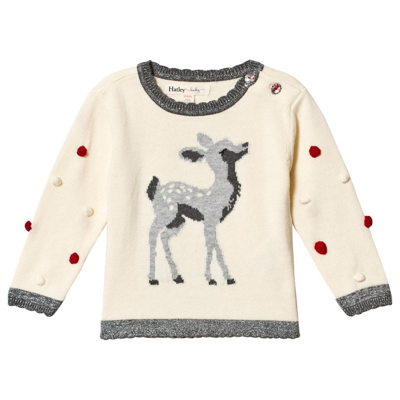 White Fawn Pom Pom Sweater - Tadpole
